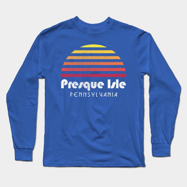 Presque Isle Erie Pa Sunset Retro Beach Long Sleeve T-Shirt by PodDesignShop